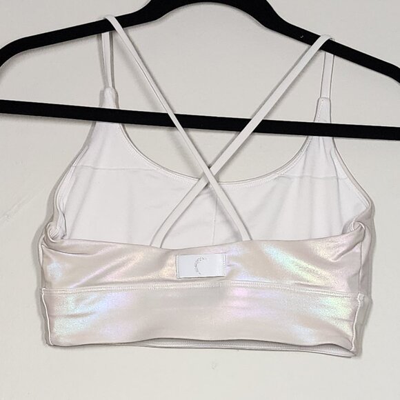 ZYIA Active Unicorn Luxe Bra Size S White Opalescent Shimmer GUC - Picture 2 of 11